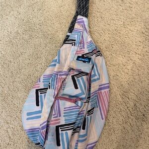 Kavu Multicolor Pastel Geometric Rope Sling Bag